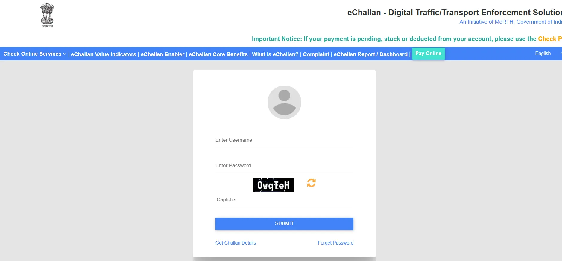 Ahmedabad E Challan Interface