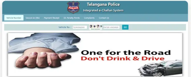 Telangana Police E Challan Interface