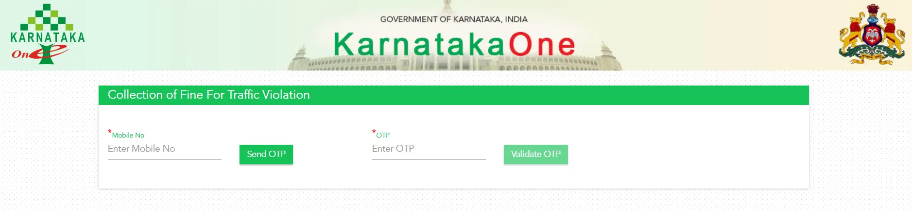 Karnataka Traffic Challan Interface